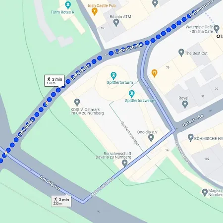 Altstadt - Exklusive 3-zi-wohnung Fuer 6 Personen Mit 90 Qm, Grosser Dachterrasse, Parkplatz, Wlan * Nürnberg